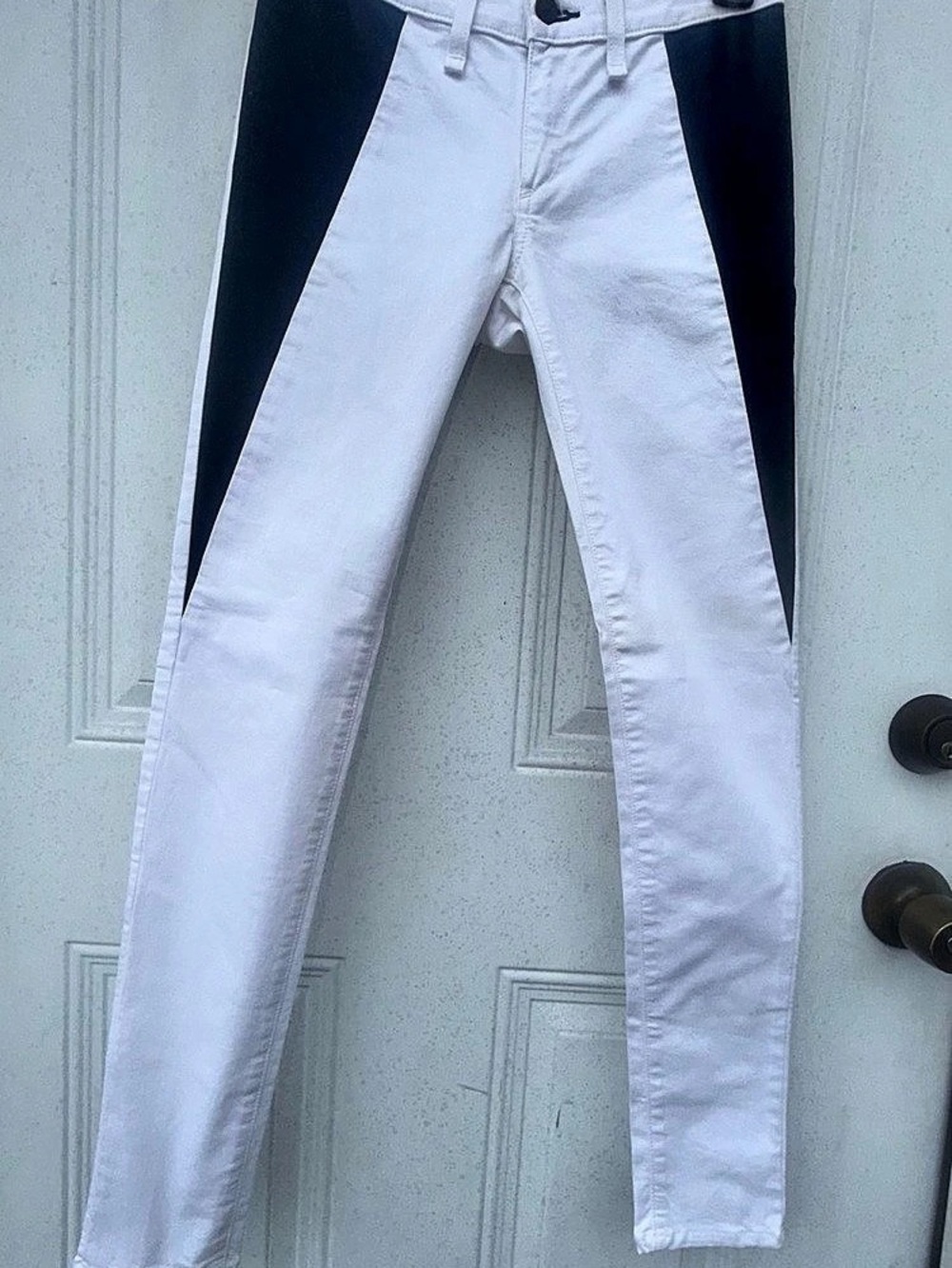 rag & bone JEAN Color Block Skinny Jeans in White & Black Waist 25